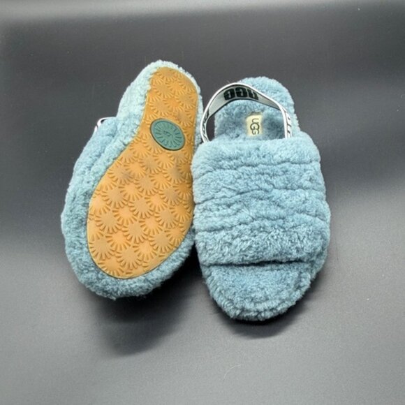 Women's UGG Fluff Yeah Blue Slide Suede Slipper Sandals Size 6 - Picture 4 of 5